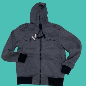 COPY - COPY - Men’s houndstooth woven black and gray zip up hoodie size XL bran…